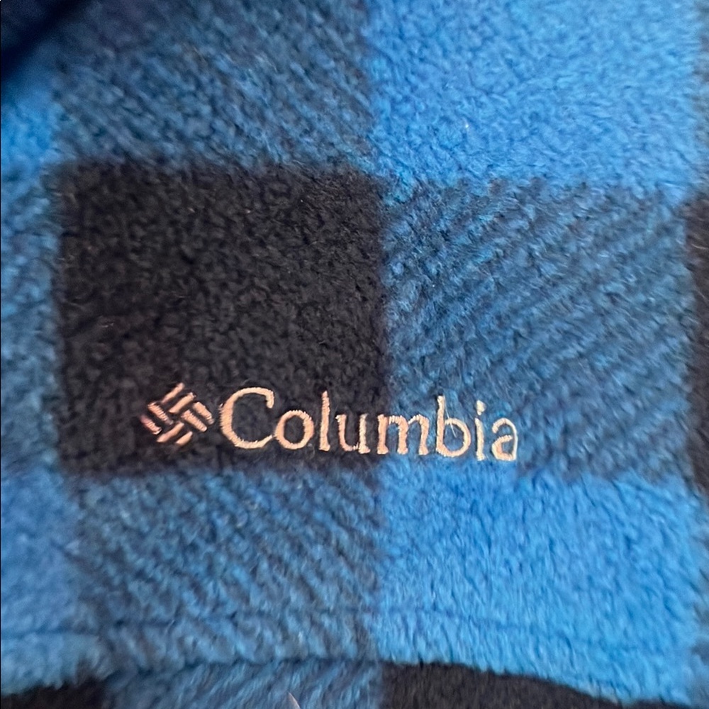 Columbia Blue and Black Plaid Fleece Jacket - Picture 2 of 6
